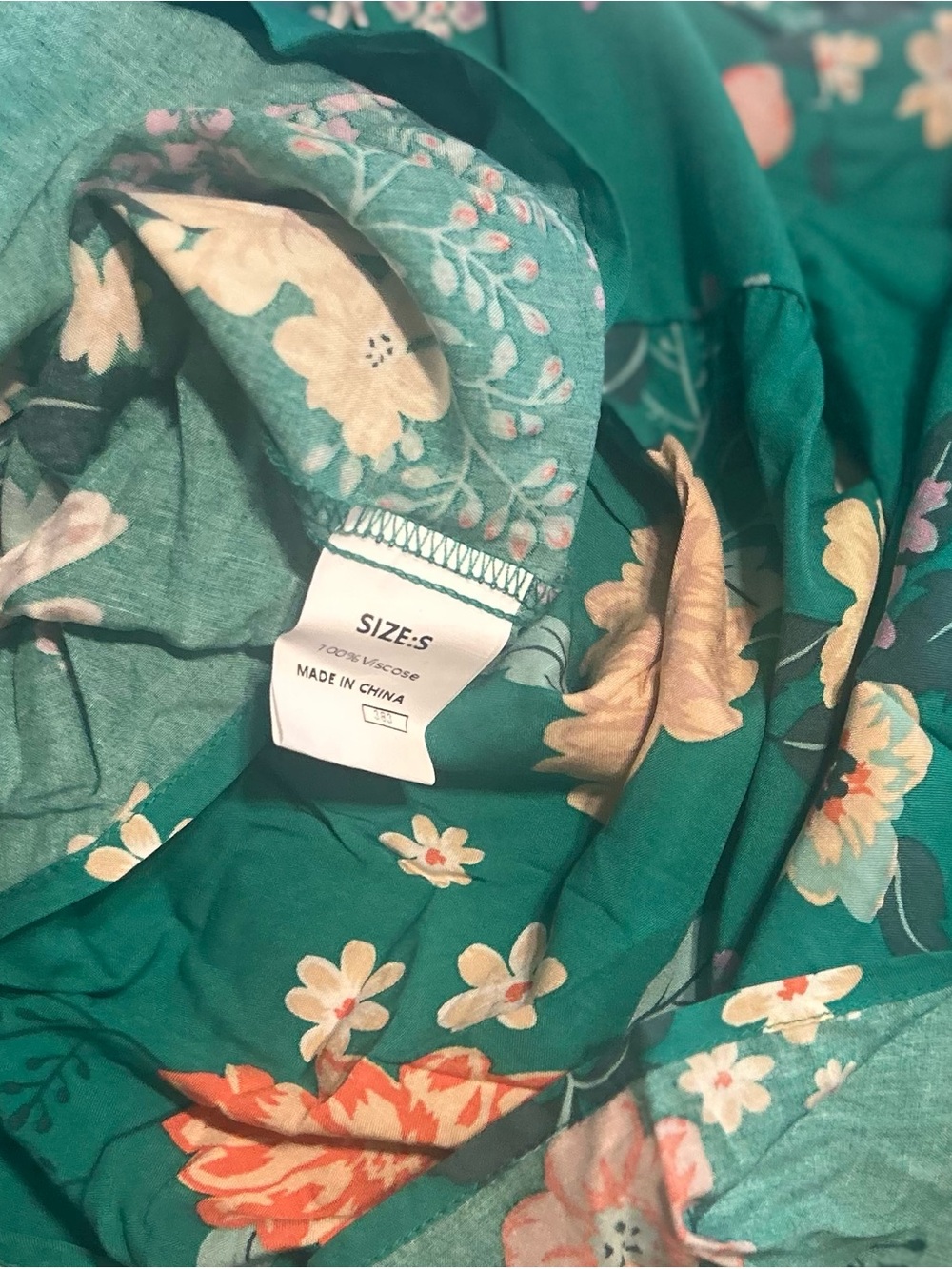 NWOT Teal Floral Puff-Sleeve Maxi Dress - Picture 3 of 3